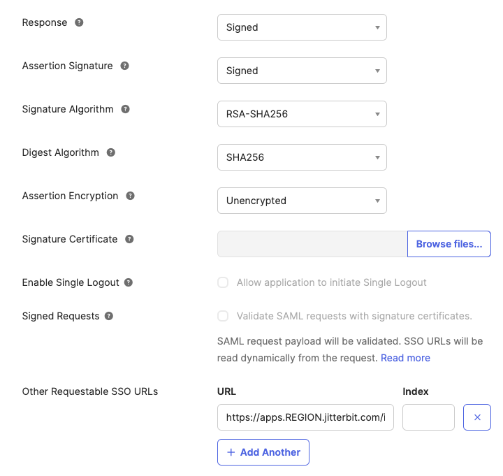 SAML settings