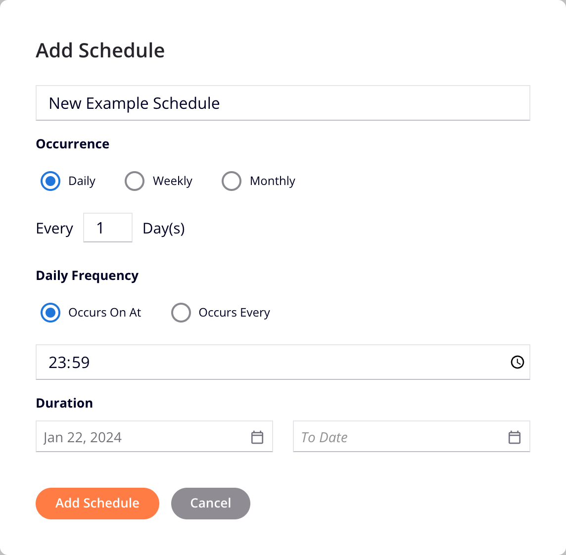 configure schedule