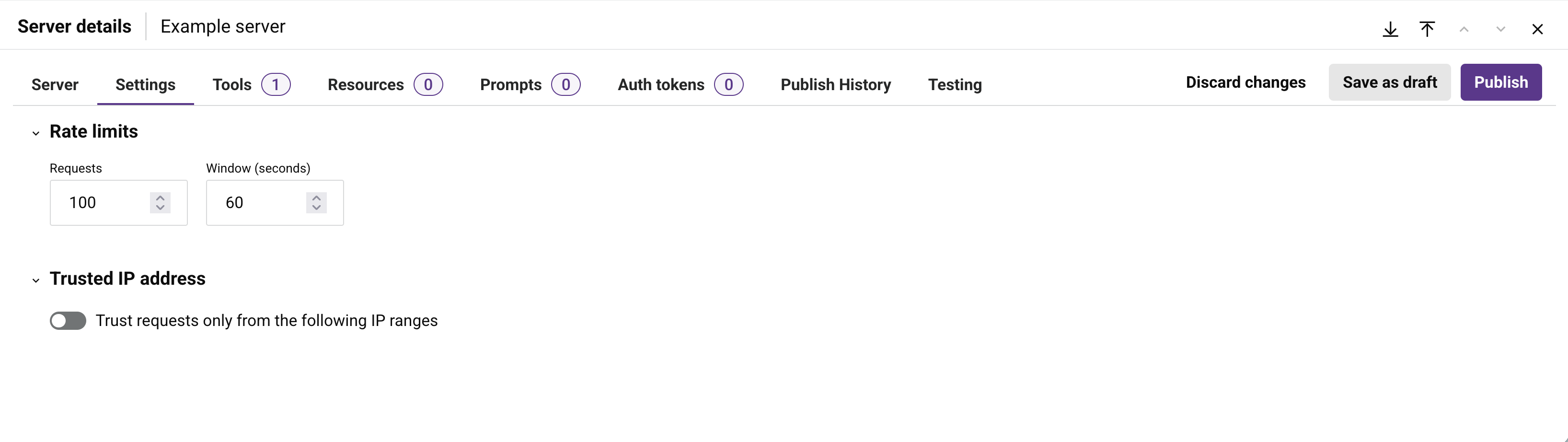 settings tab