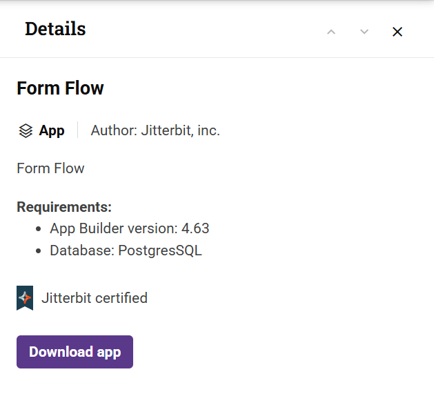App Details panel