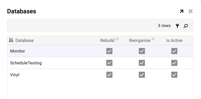 Database maintenance configuration