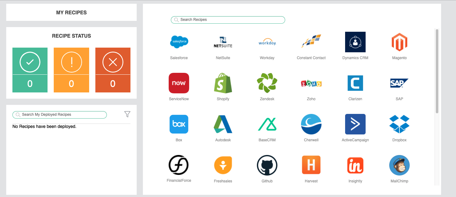 Citizen Integrator dashboard