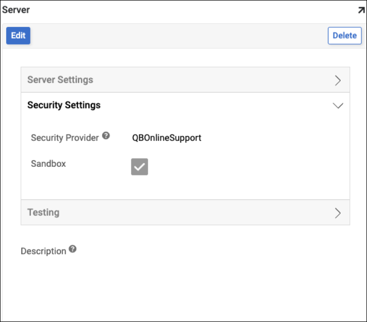 Adding the QuickBooks security provider in App Builderg