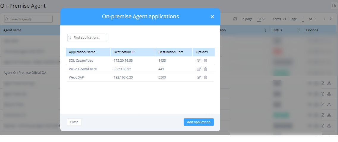 configure a new application on an on-premise agent image 4