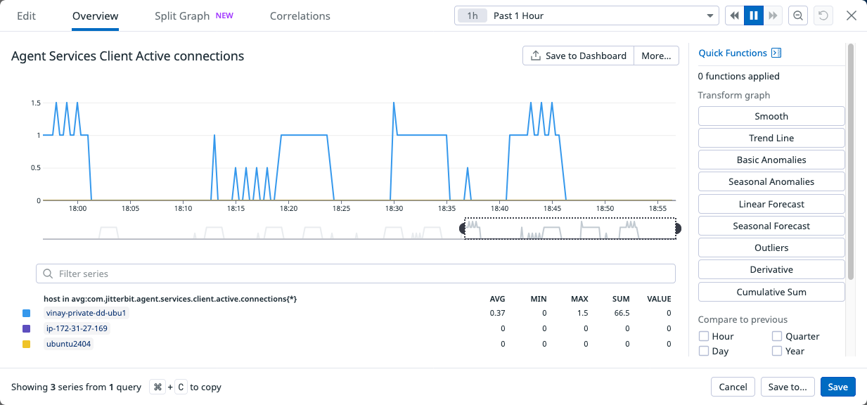 Agent services client active connections