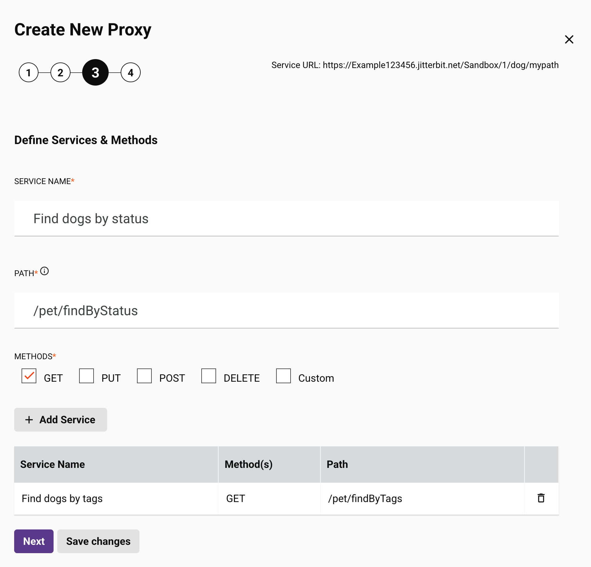 create new proxy step 3 services manual