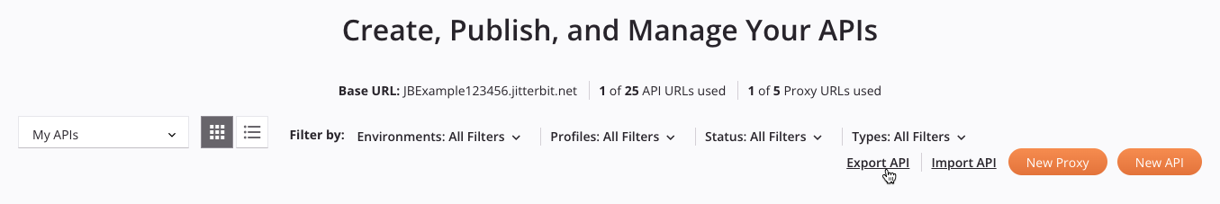 APIs header group export API