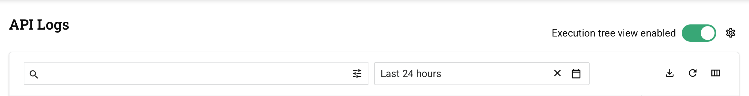 API Logs toolbar