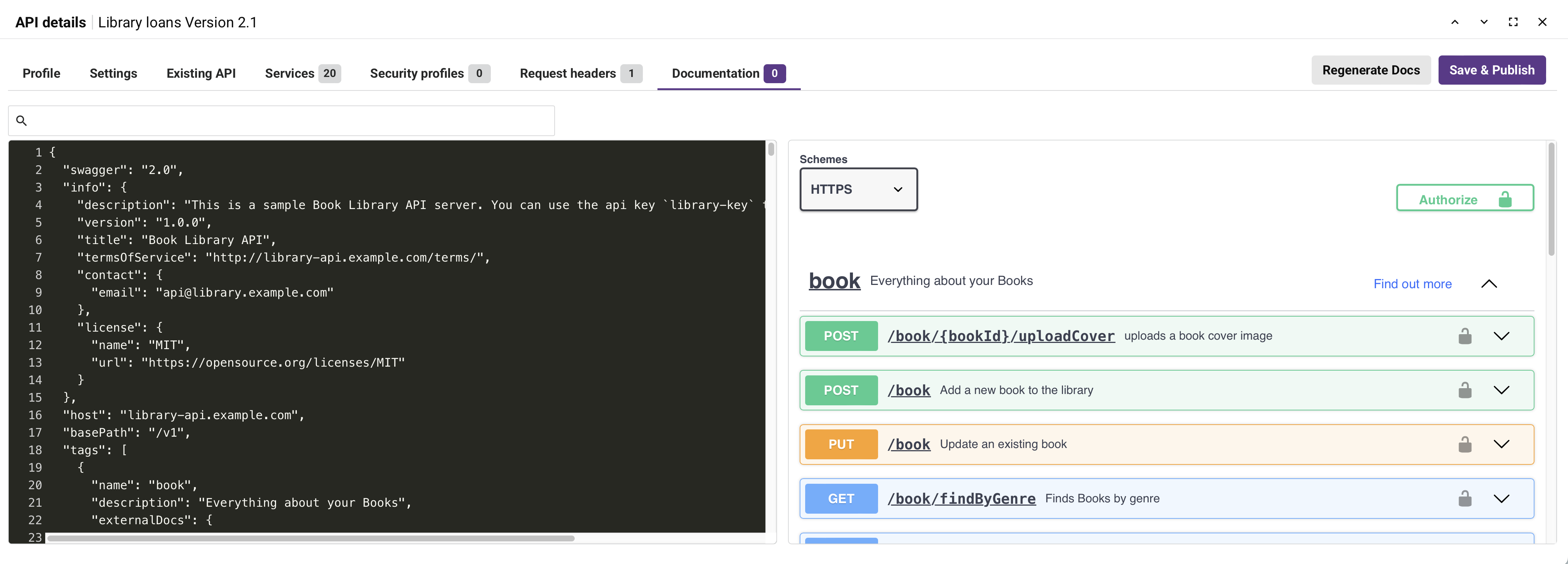 documentation tab