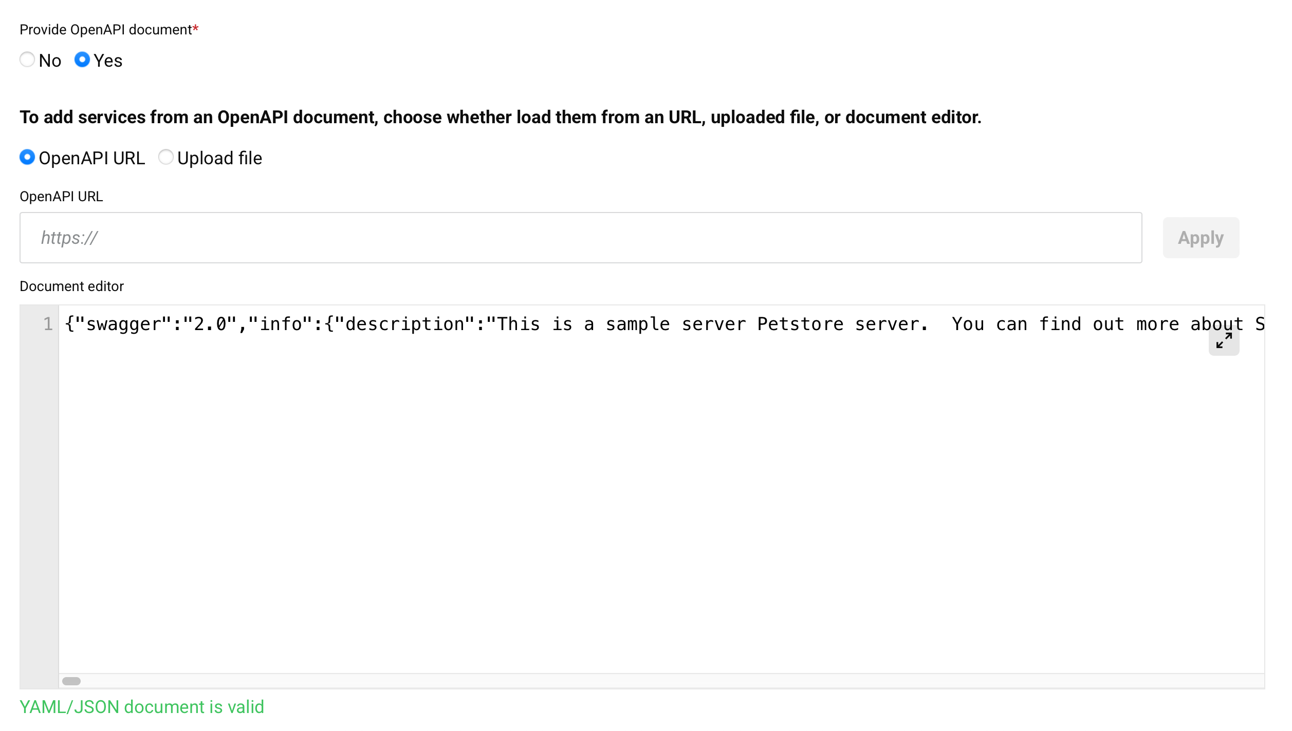 create new proxy step 2 existing API OpenAPI document