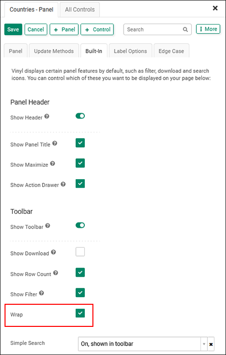 Figure 1: Wrap property on Built-In tab panelwrap.png