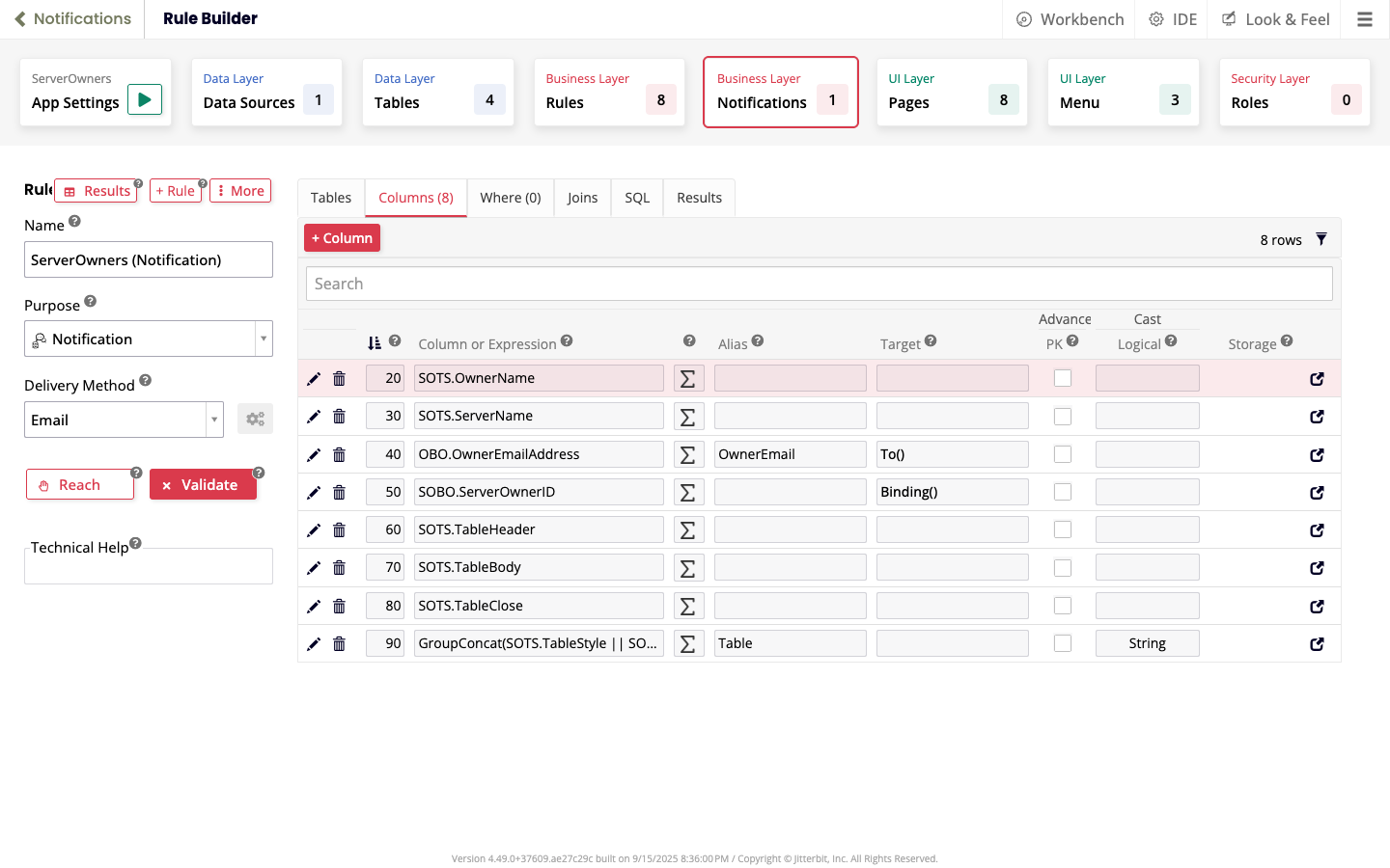 ServerOwners (Notification) columns