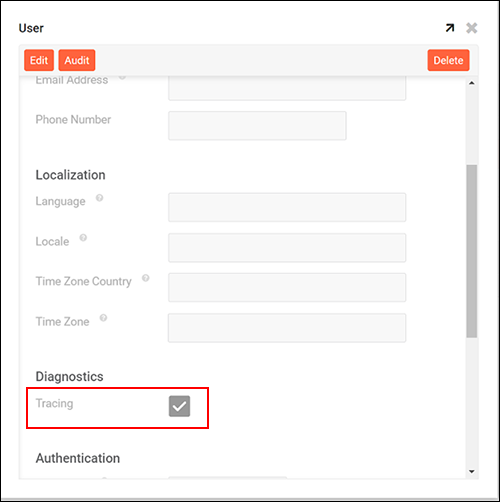 Tracing from Security > User A trace 2
