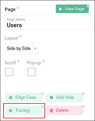 Tracing from the Page Design Screen A trace 4