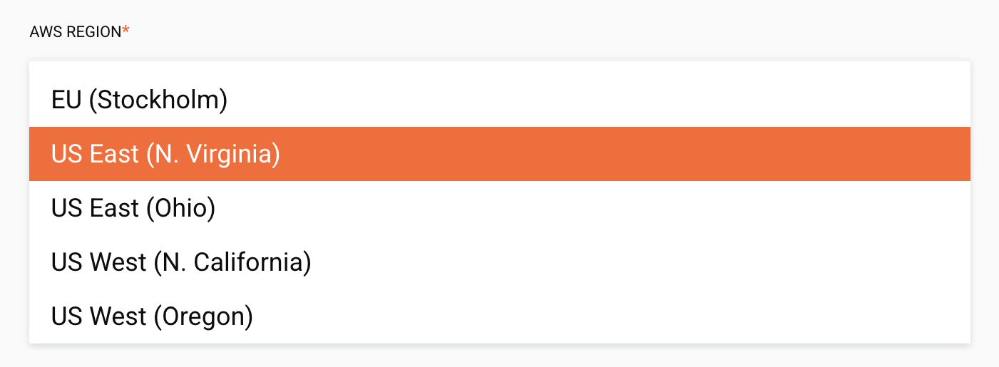AWS Region Dropdown Menu Example