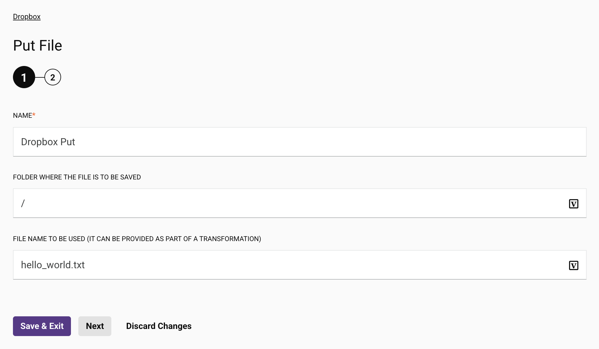 User interface example 1