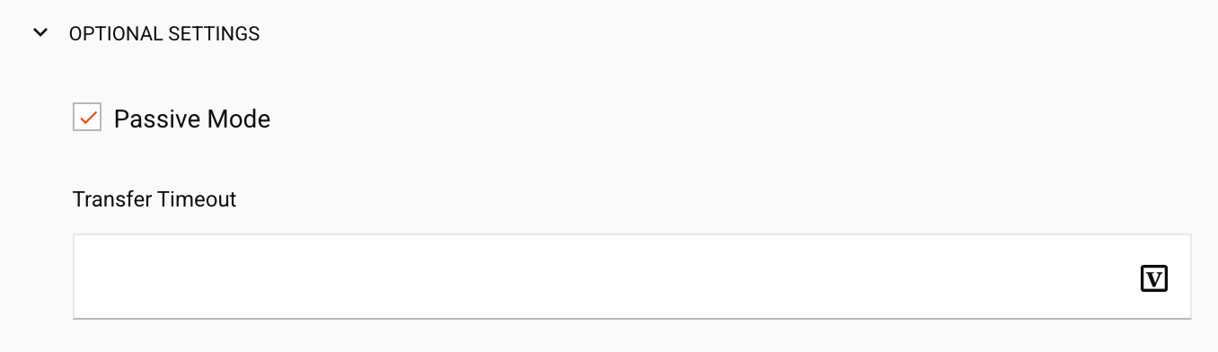 FTP connection optional settings