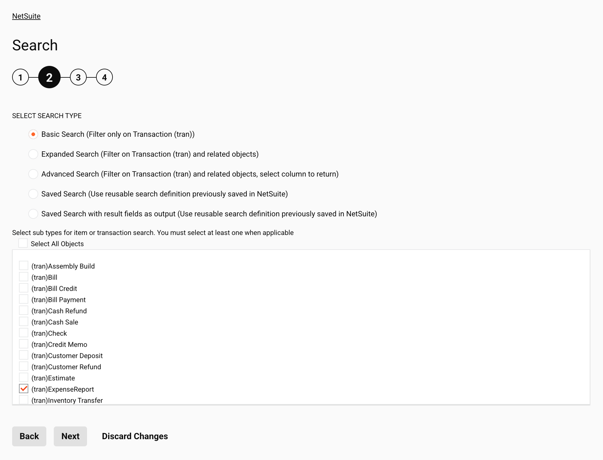 Actividad 2 de búsqueda de NetSuite Búsqueda básica