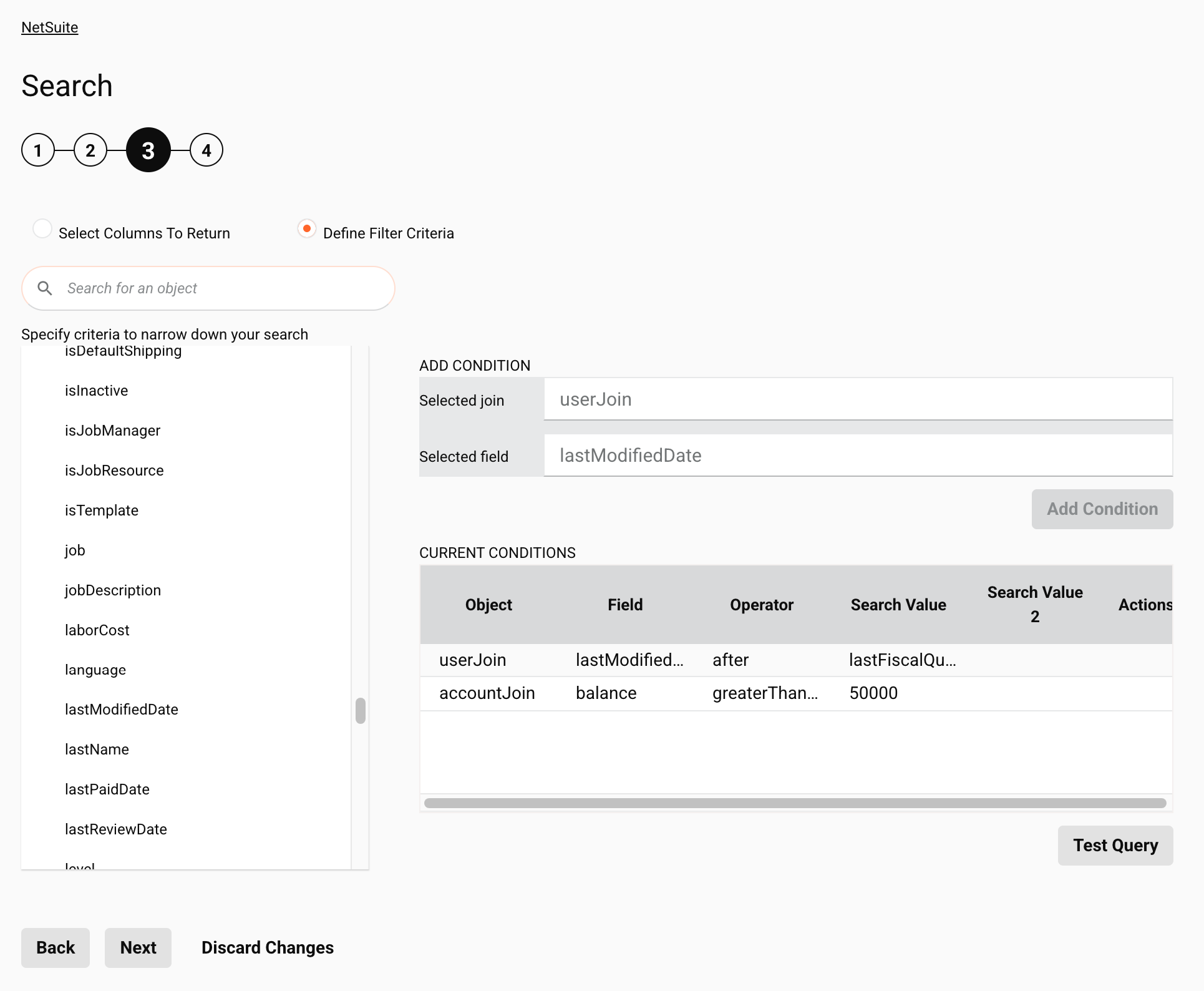 Actividad de búsqueda de NetSuite 3 búsqueda avanzada 3