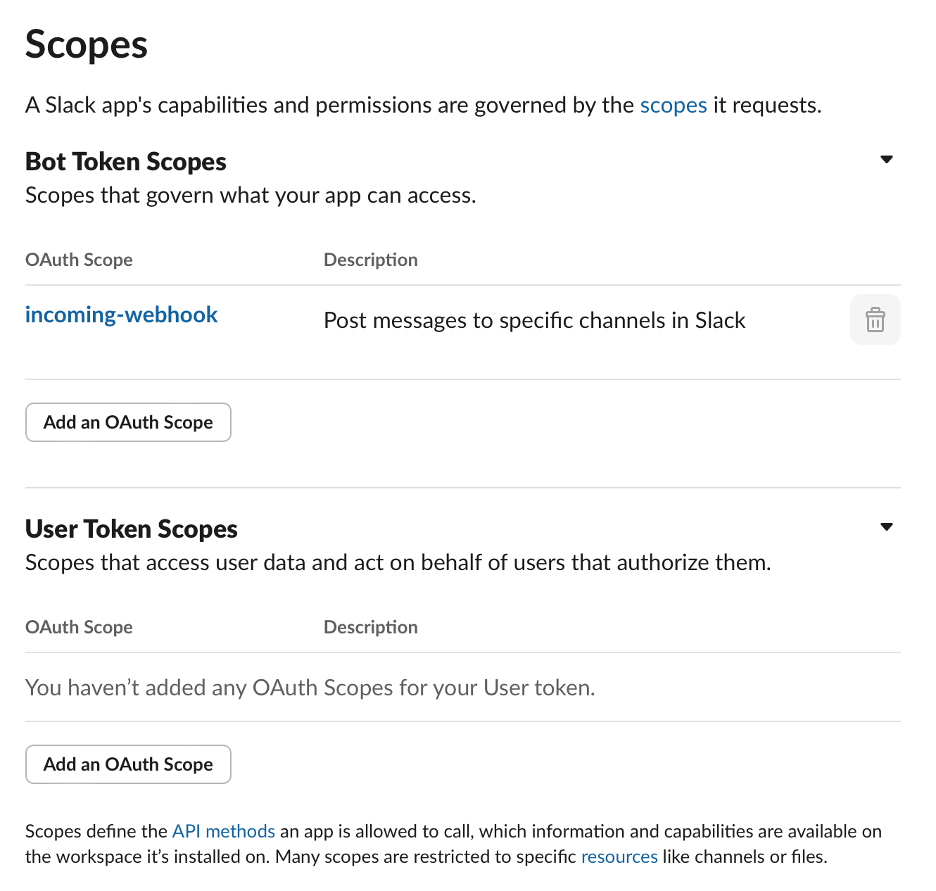Slack scopes