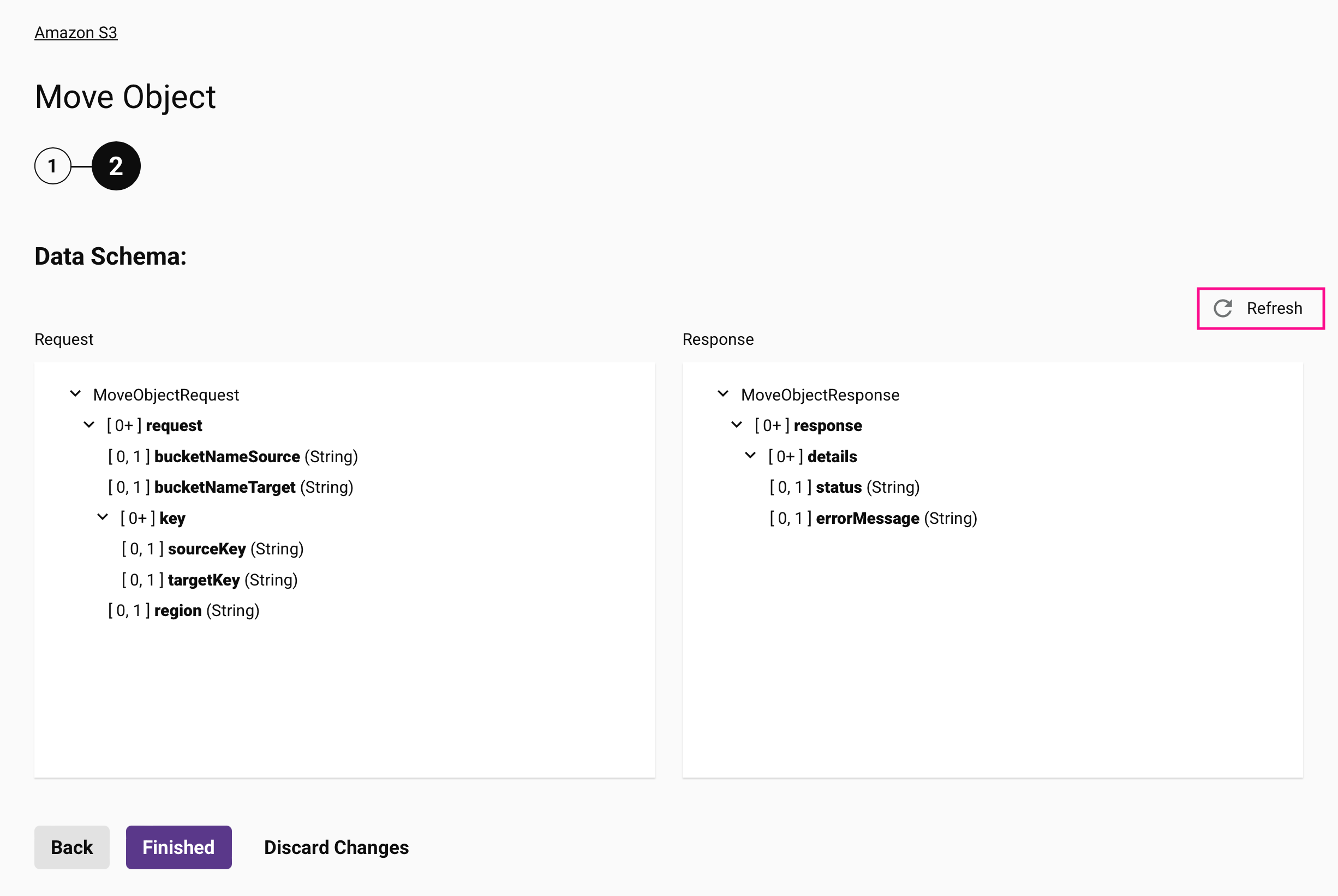 ServiceNow create step 2 data schema refresh