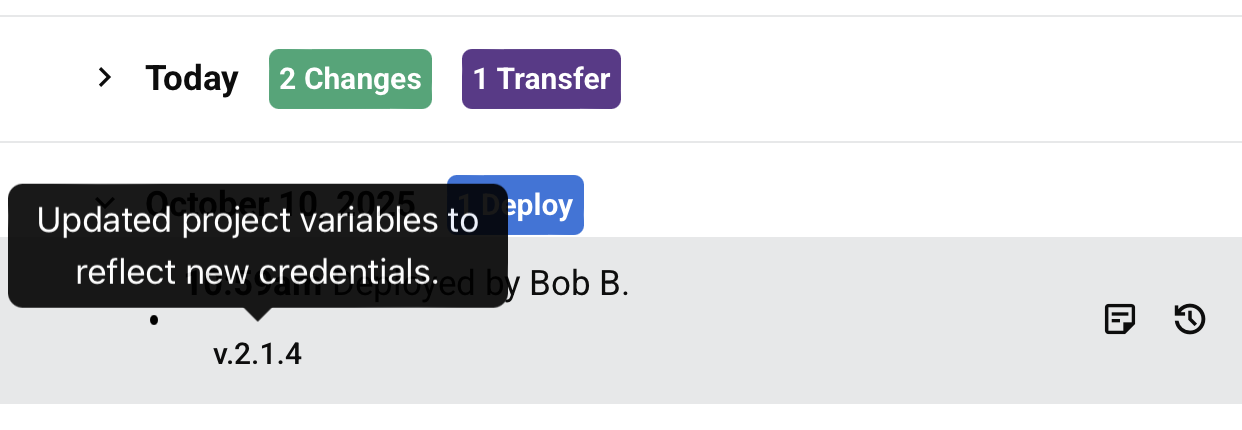 project history tag hover