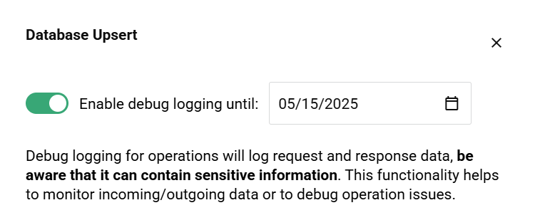 debug logging side drawer