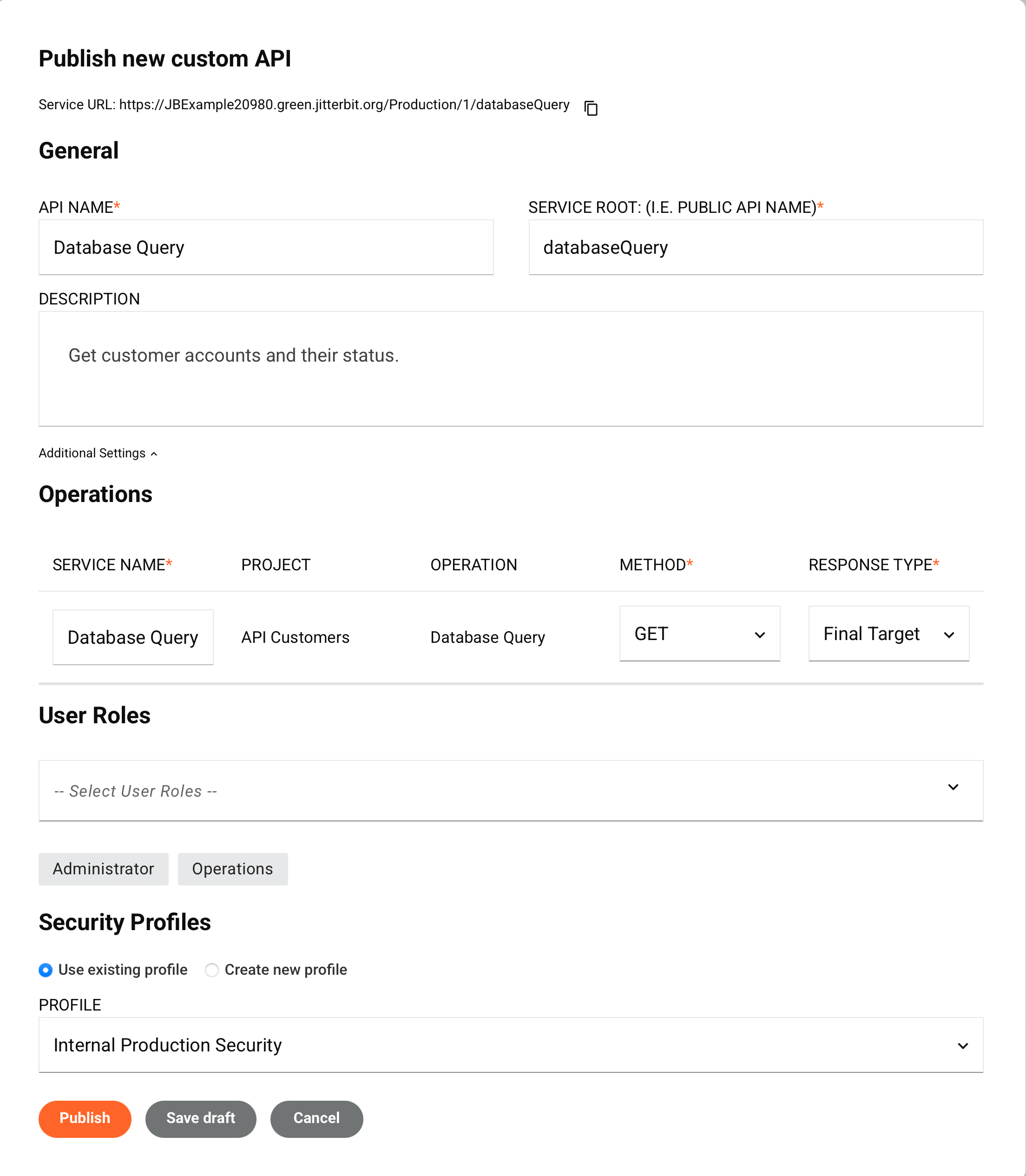 cs custom API configuration