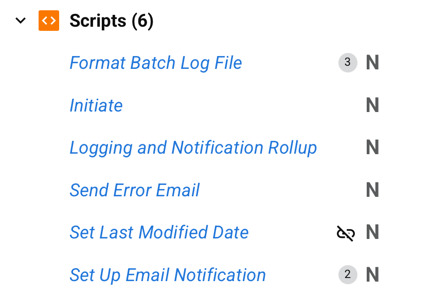 referências de scripts