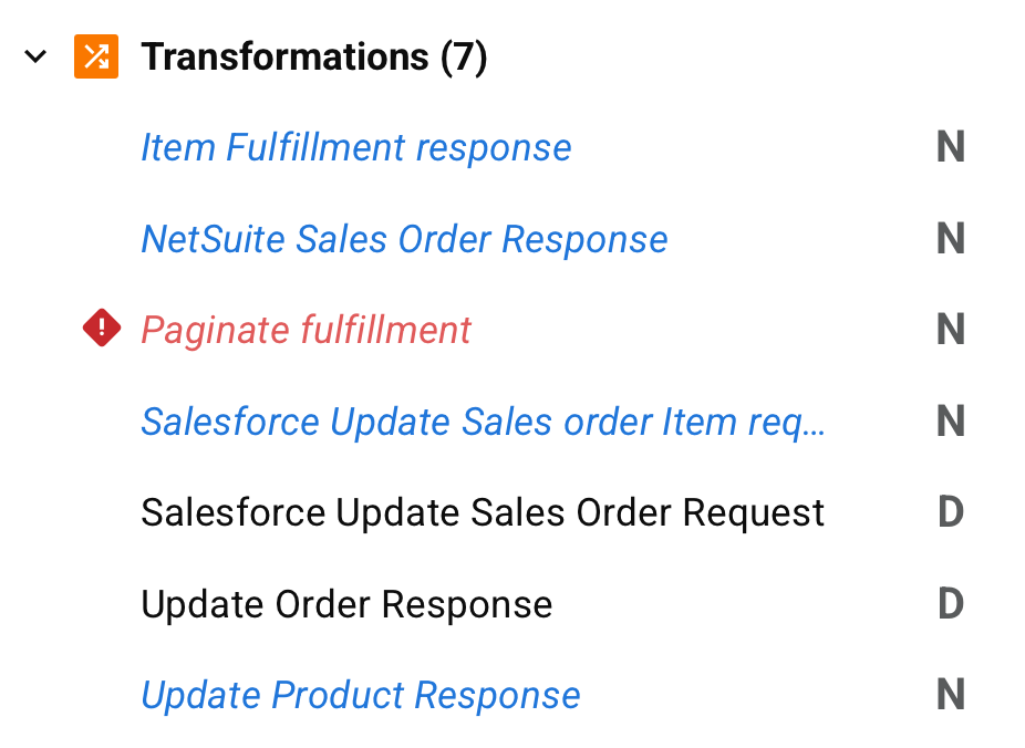 transformações inválidas