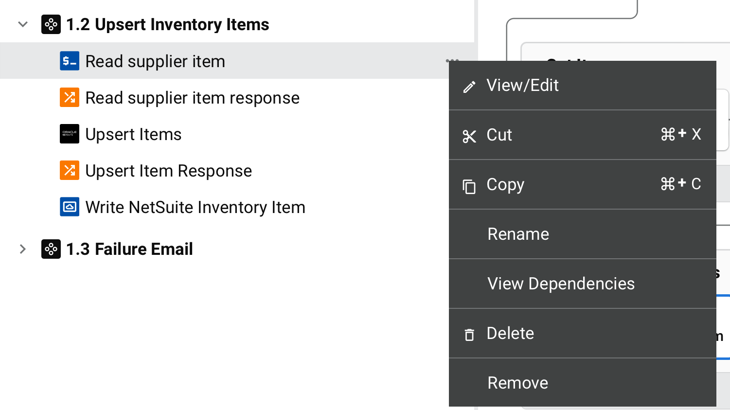 activity and tool actions menu