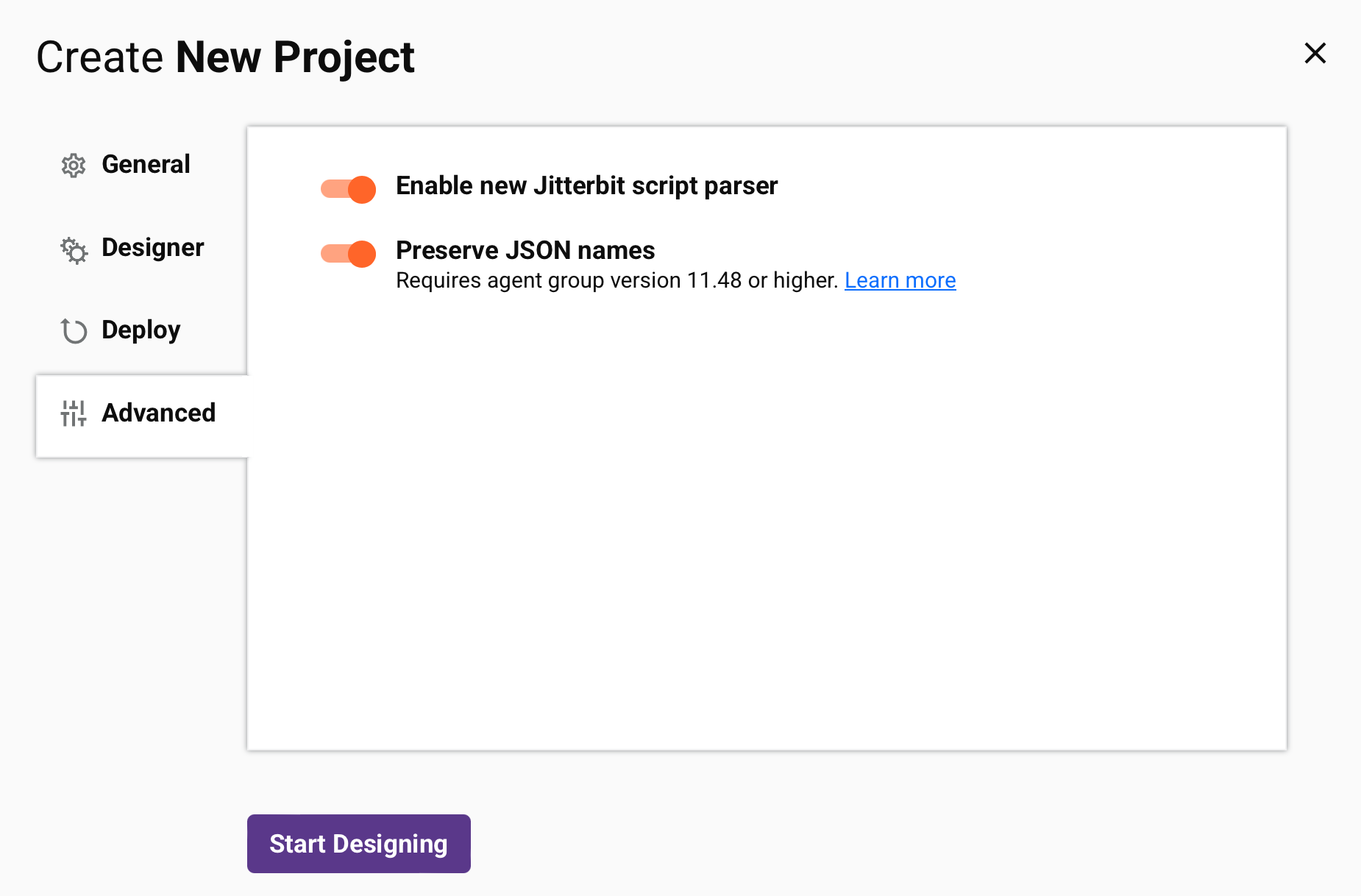 project new advanced