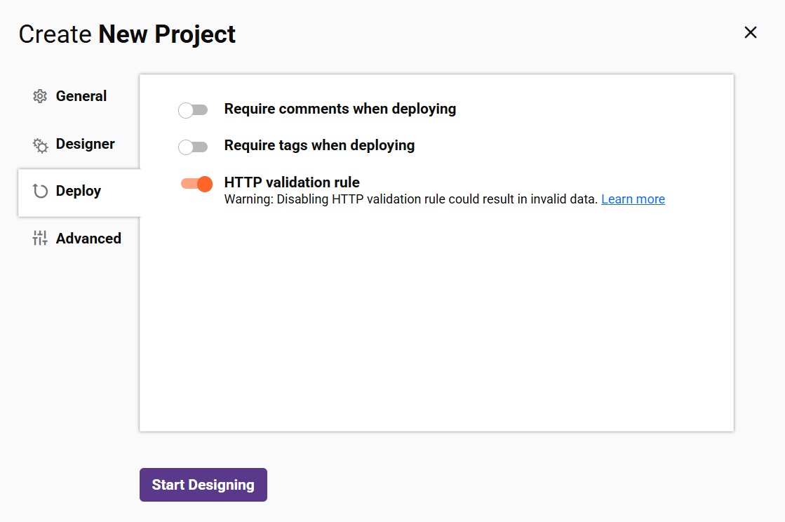 proyecto nuevo desplegar