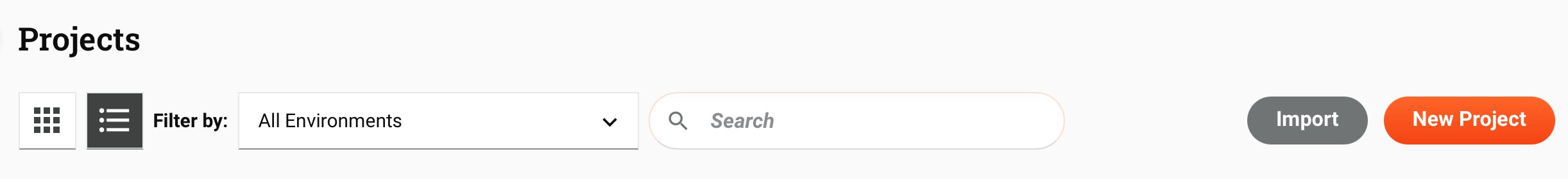 projects page header