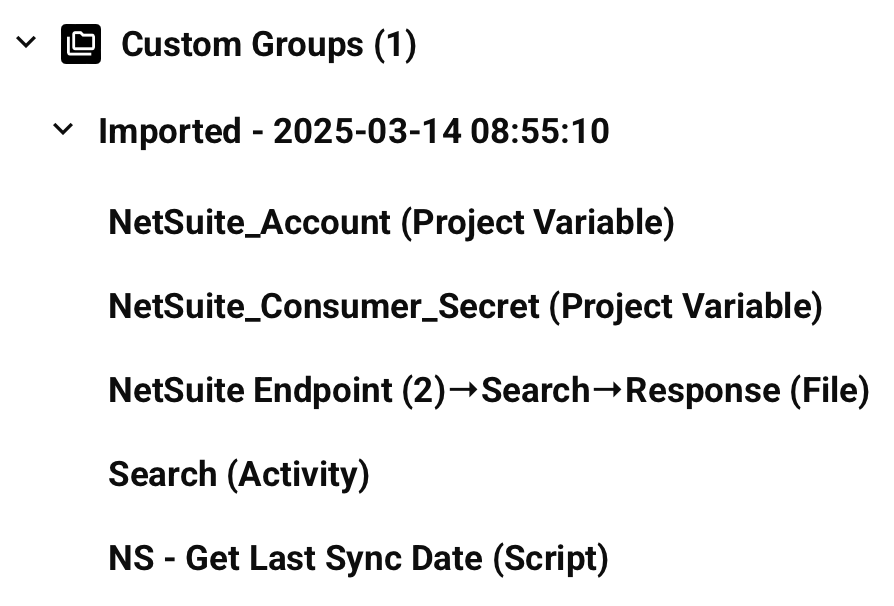 selective import custom group