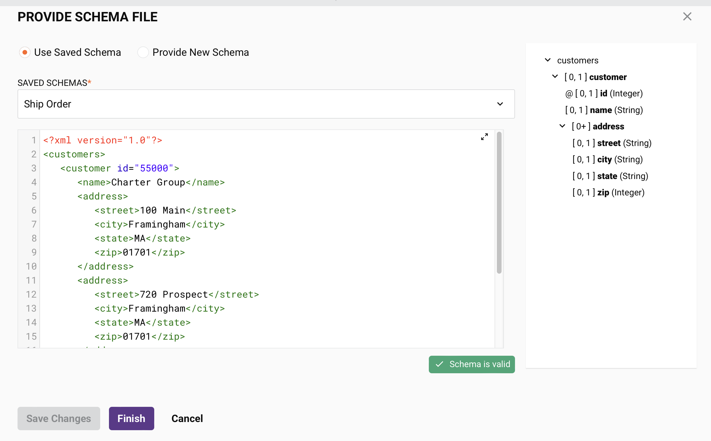 sample file saved schema