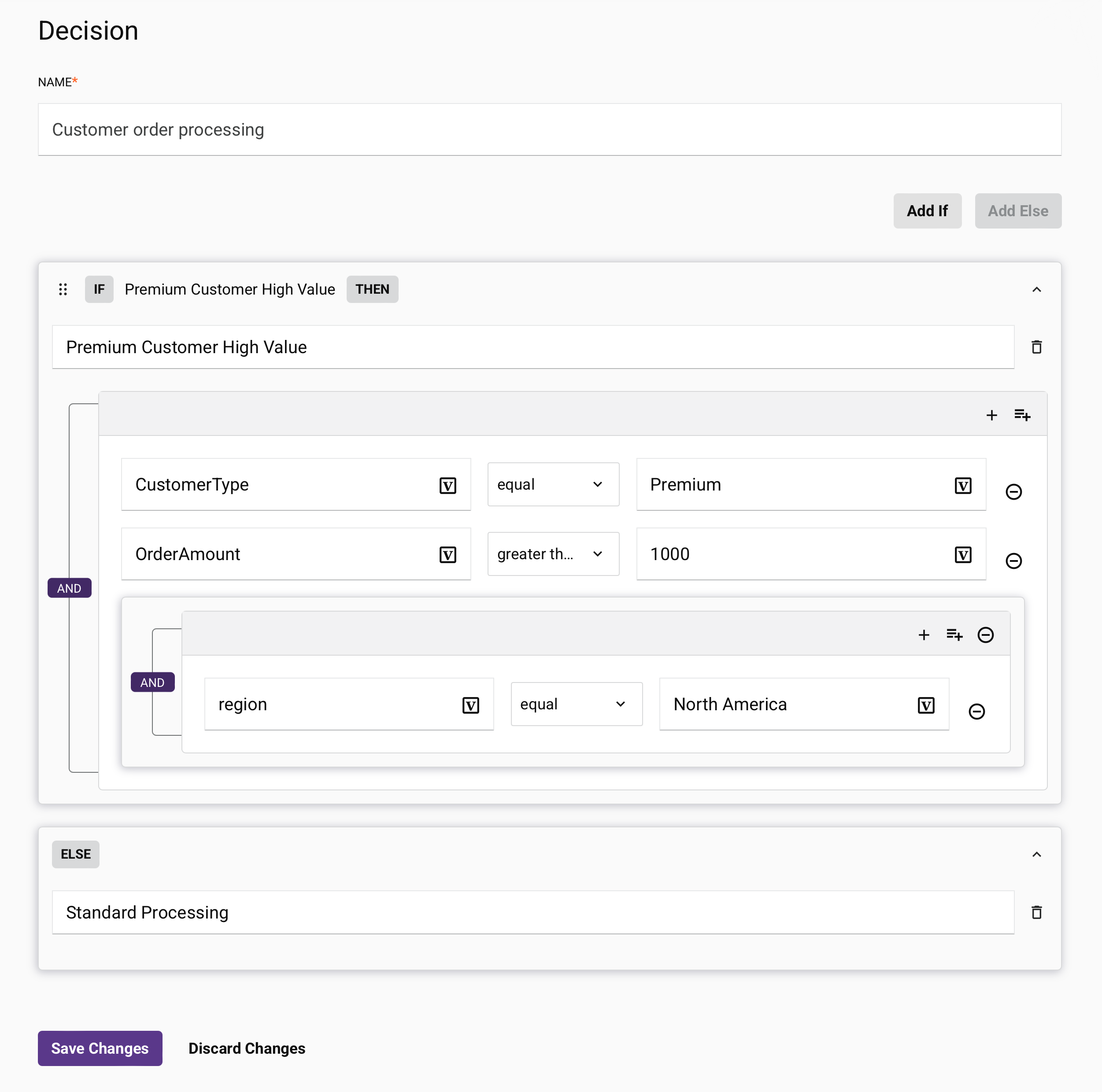 Decision configuration