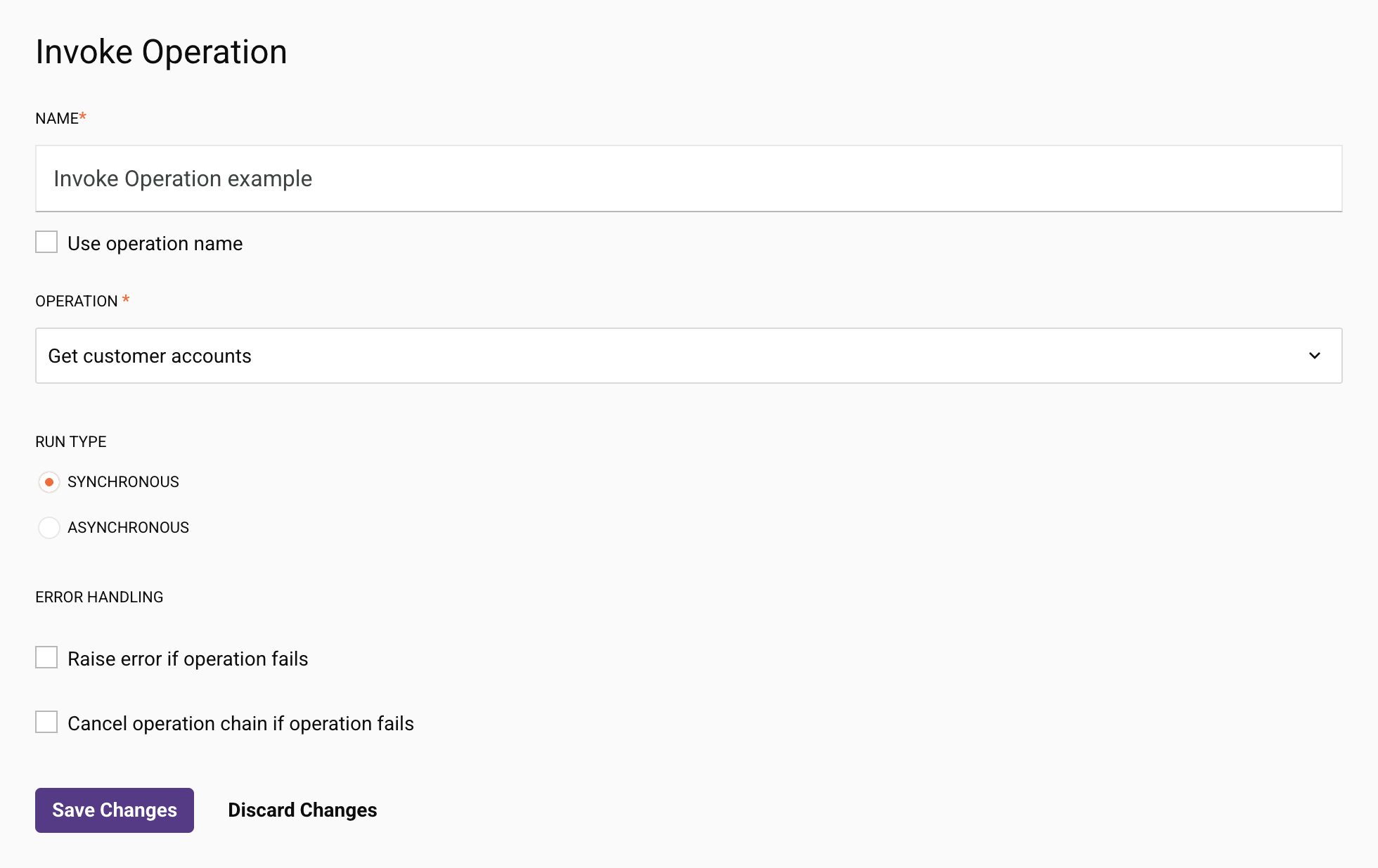 invoke operation configuration