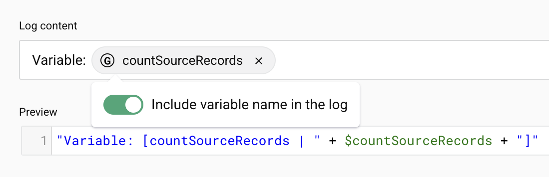 log include variable