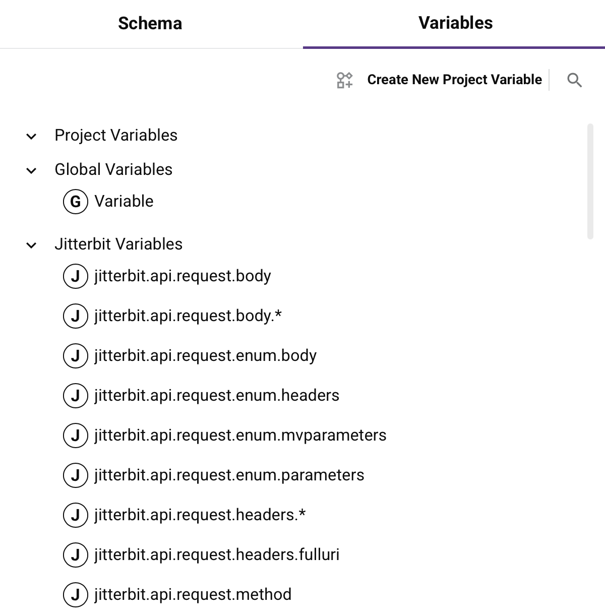 Source structure variables tab