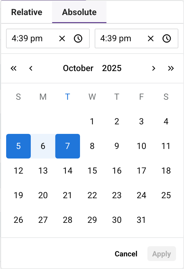 Audit logging date filter
