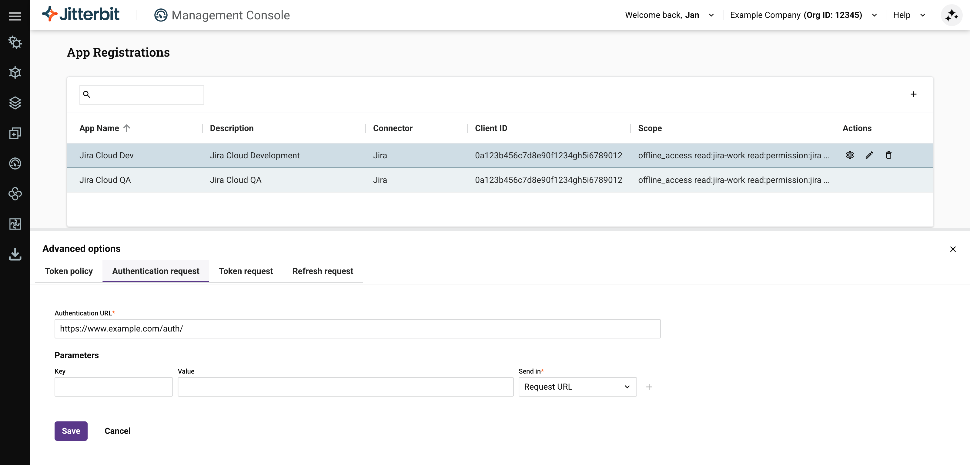 Solicitação de autenticação