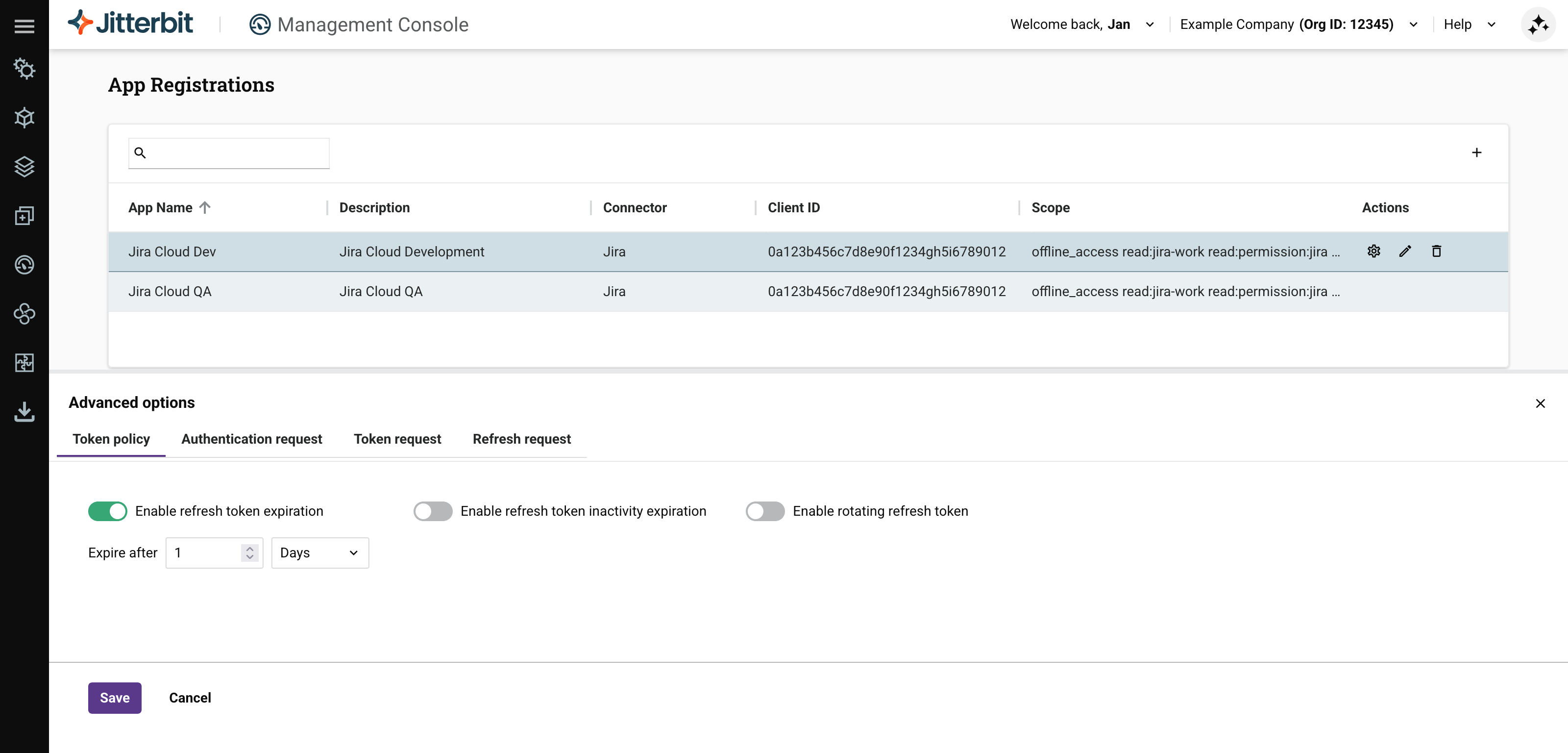 Expiração do token de atualização