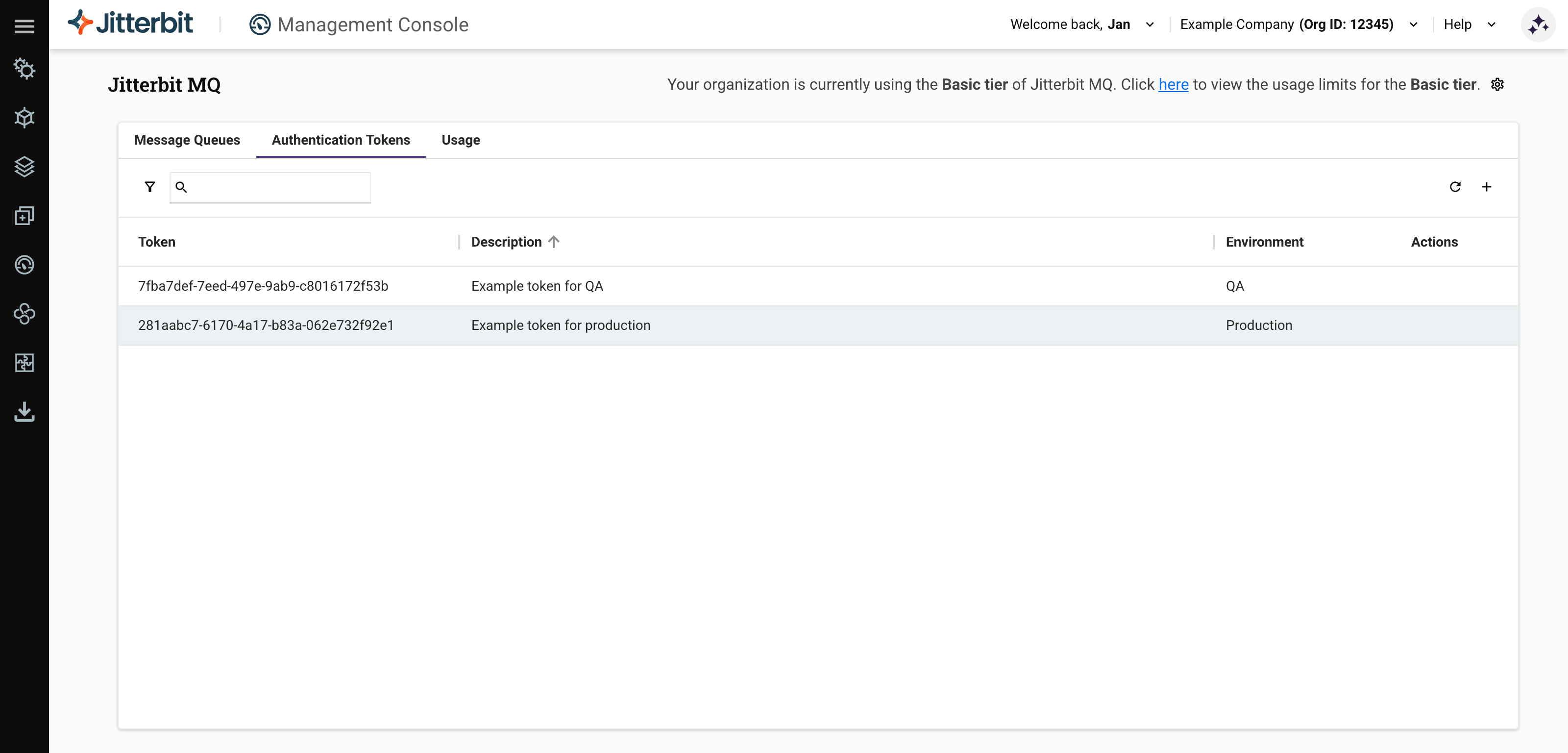 Authentication tokens view tokens