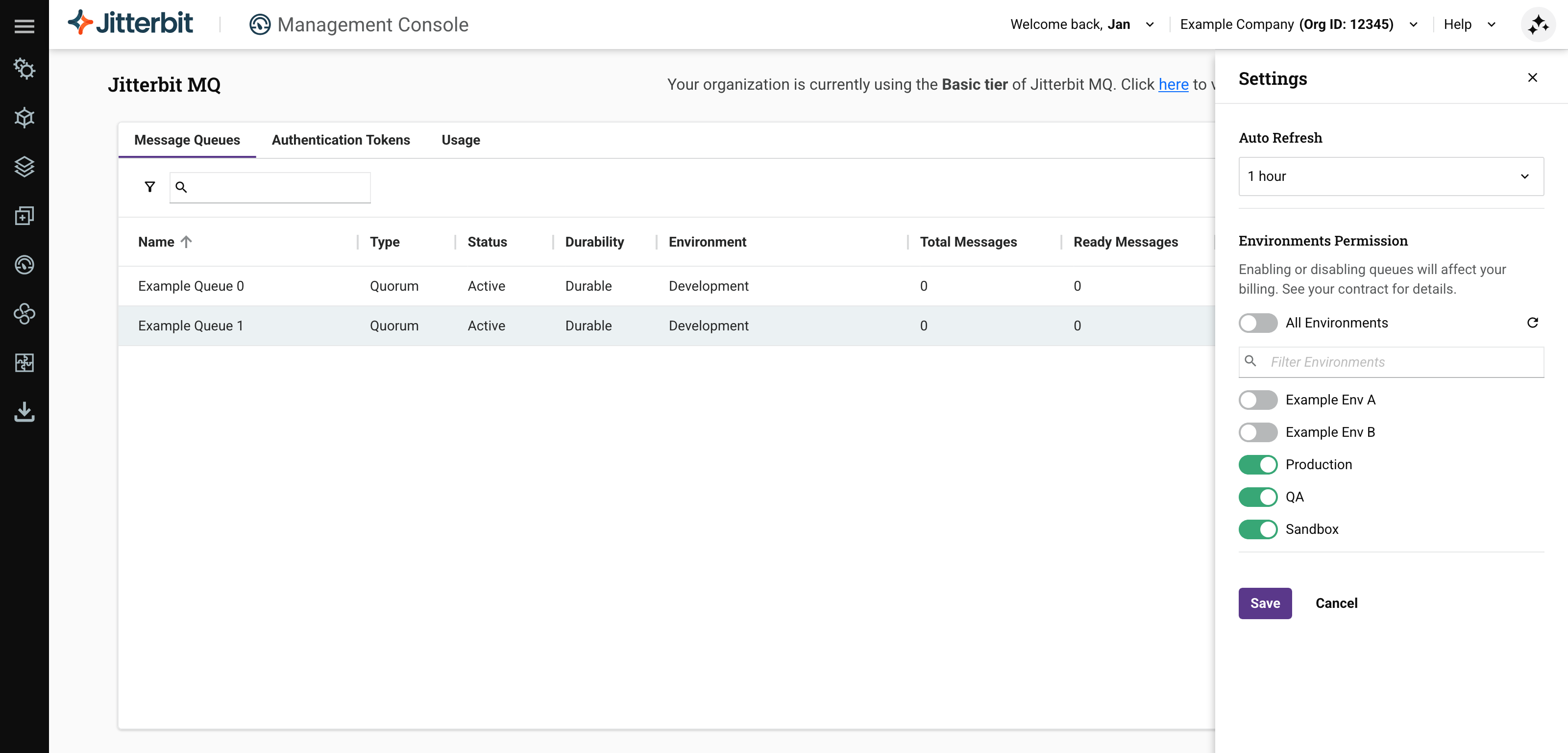message queue settings