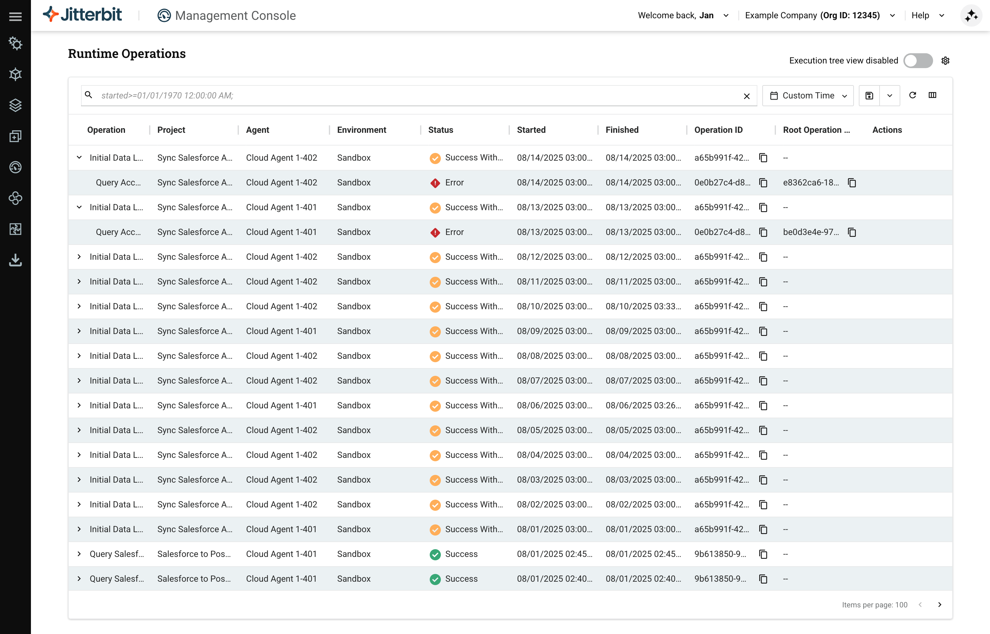 Runtime Operations page