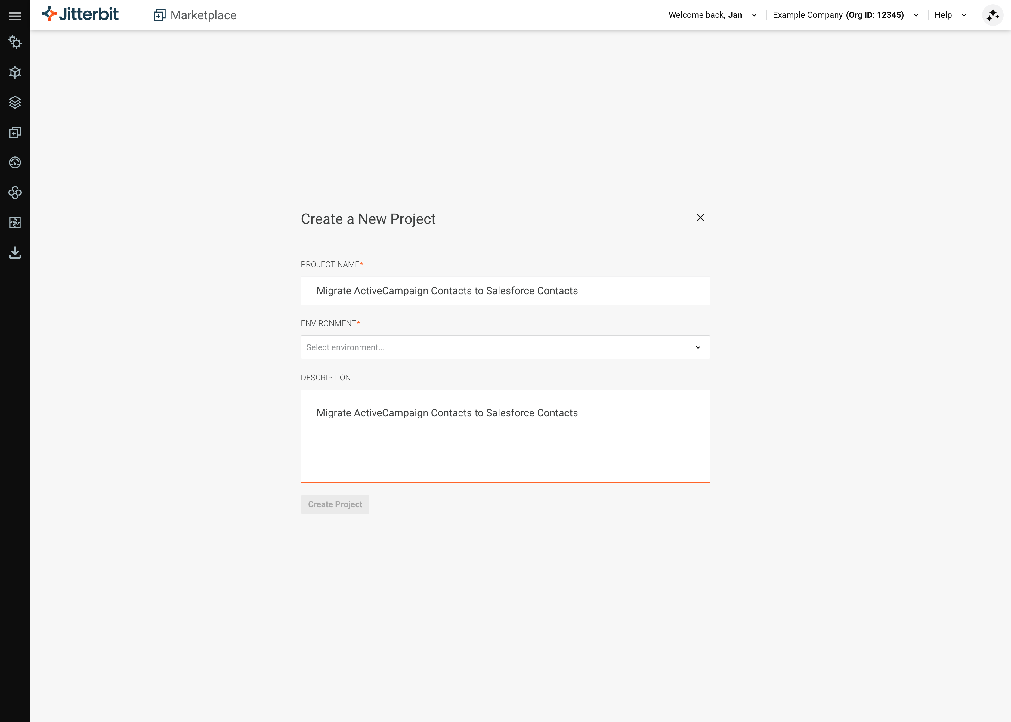 Start project - create a new project