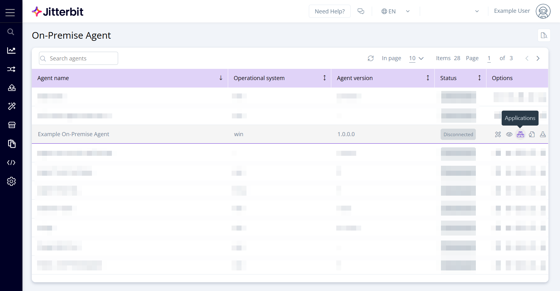 configure a new application on an on-premise agent image 3