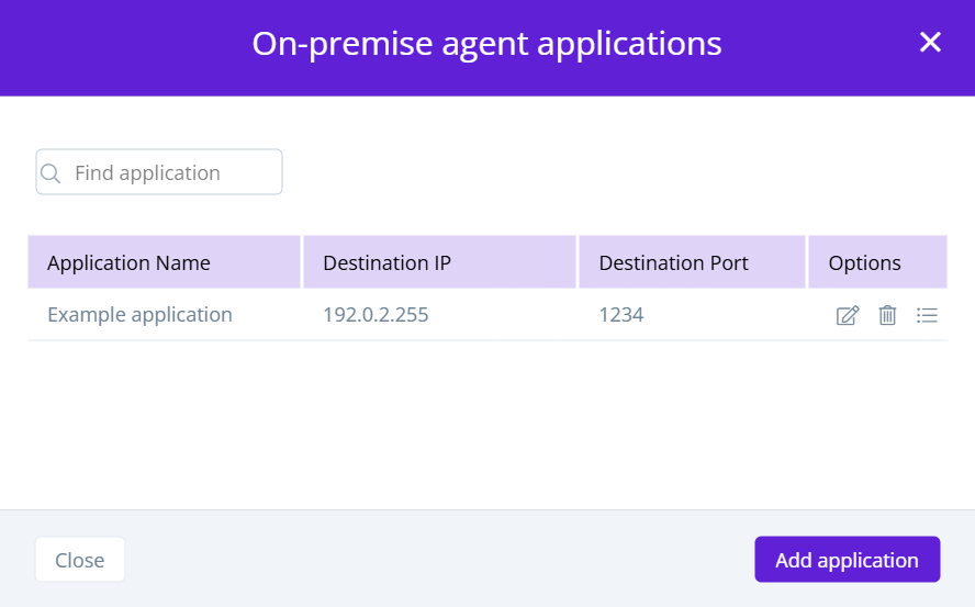 configure a new application on an on-premise agent image 4