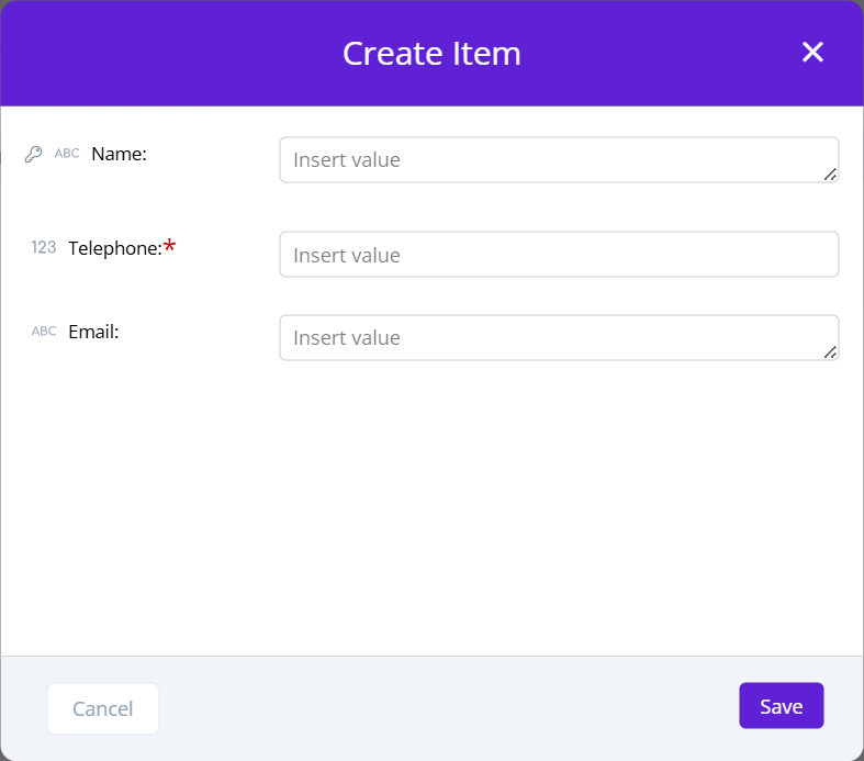 Dynamic Storage Create Item